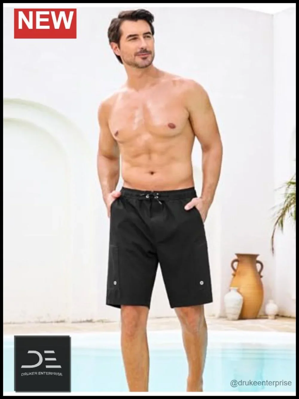 Mens Swim Trunks Compression Lined Quick-Dry 9